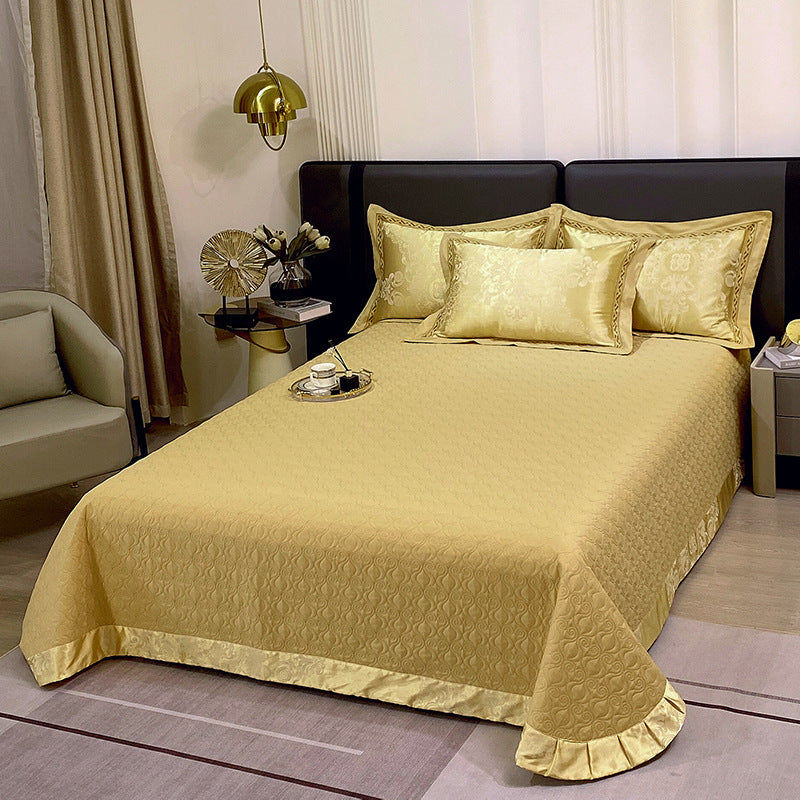 Quilted Microfiber Matelassé Bedspread with Satin Border & Matching Pillow Shams