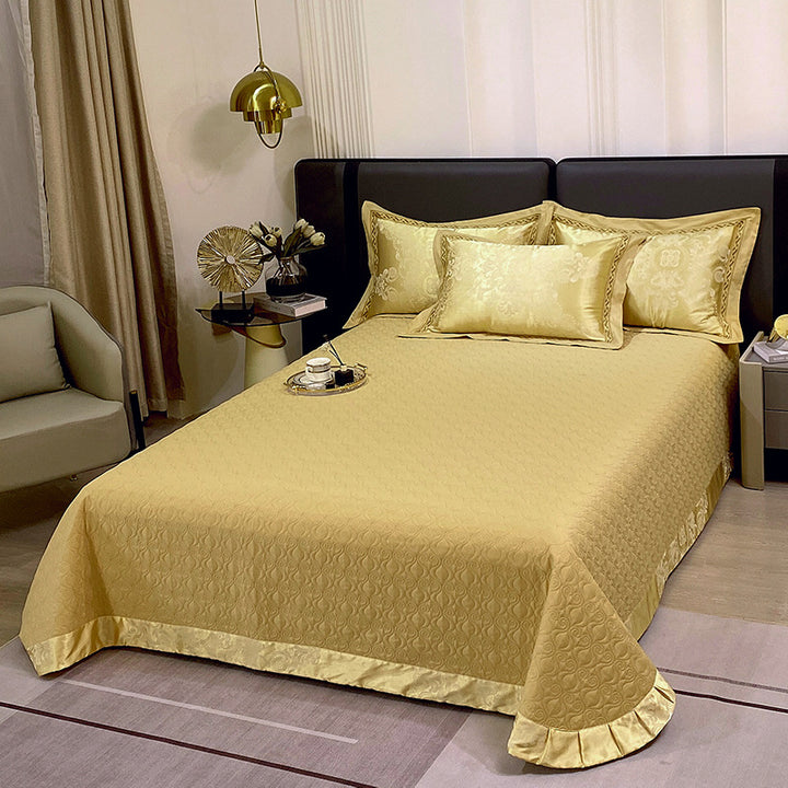 Quilted Microfiber Matelassé Bedspread with Satin Border & Matching Pillow Shams