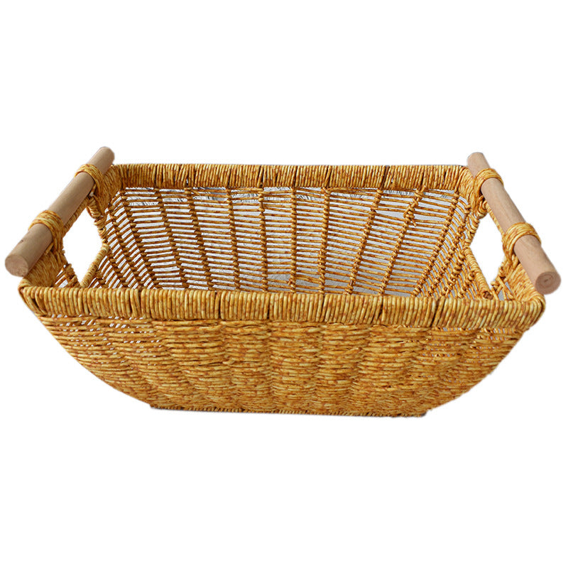 Handwoven Storage Basket with Wooden Handles Stornfield