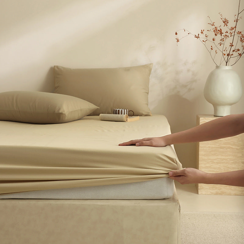 Extra deep fitted sheet with elastic all-around rubber and soft single jersey