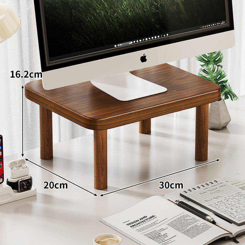 Compact Solid Wood Monitor Riser Stand with Four Round Legs