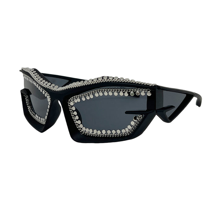 Ladies designer sunglasses in a futuristic look with sparkling rhinestone embellishment Stornfield
