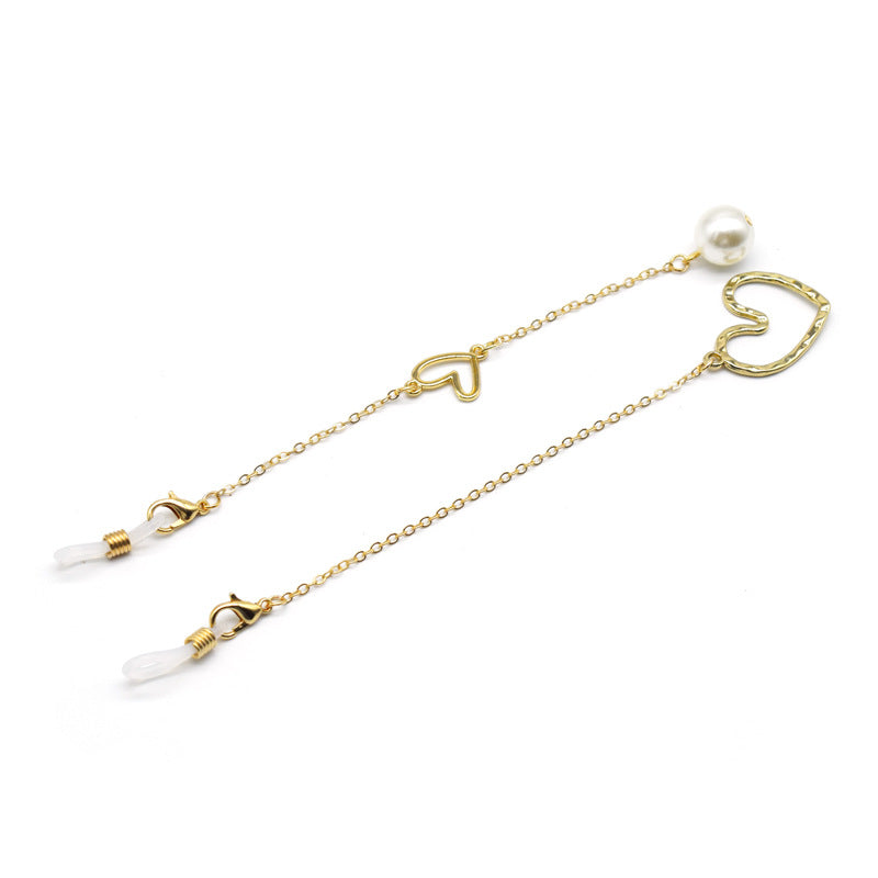 Heart-Shaped Pearl Accent Eyewear Chain Stornfield