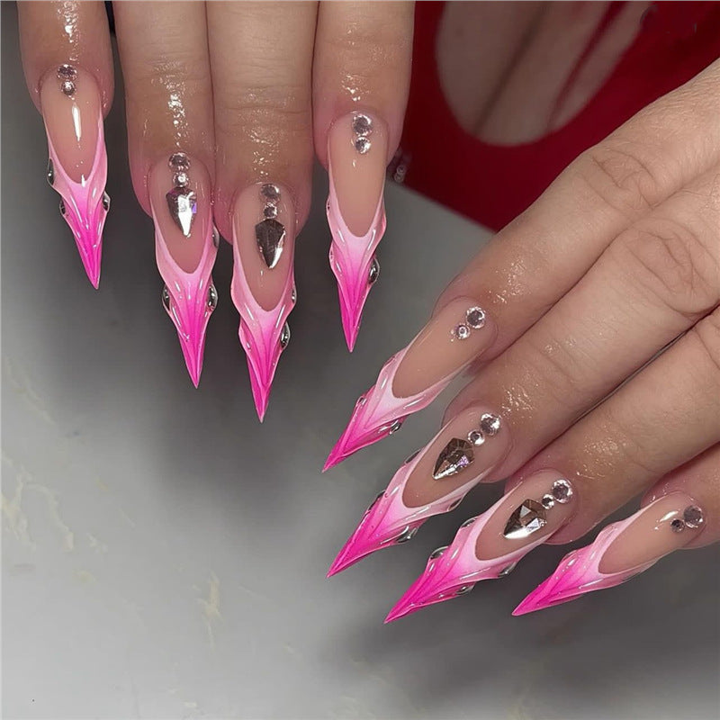 Stiletto Press-On Nail Extensions with Rhinestone Accents Stornfield