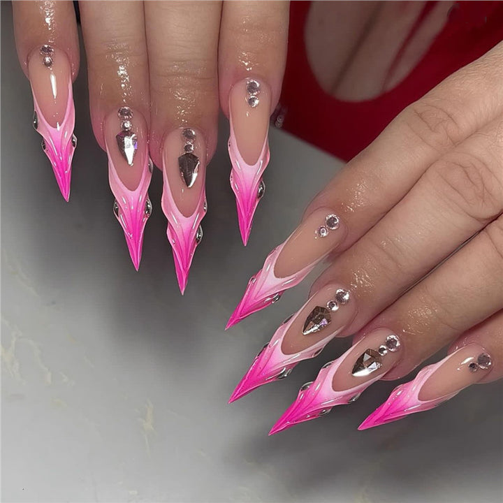 Stiletto Press-On Nail Extensions with Rhinestone Accents Stornfield