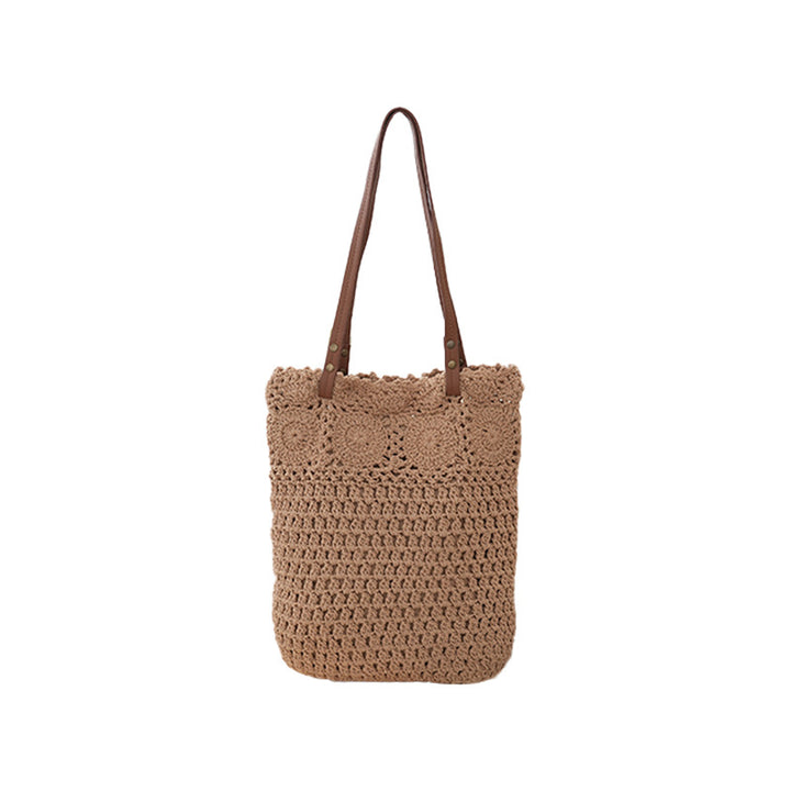 Crochet tote bag with leather handles Stornfield