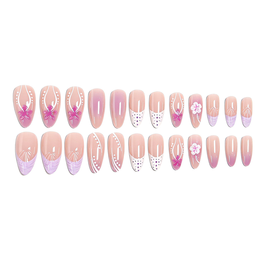Artifical nails with delicate floral and geometric patterns Stornfield