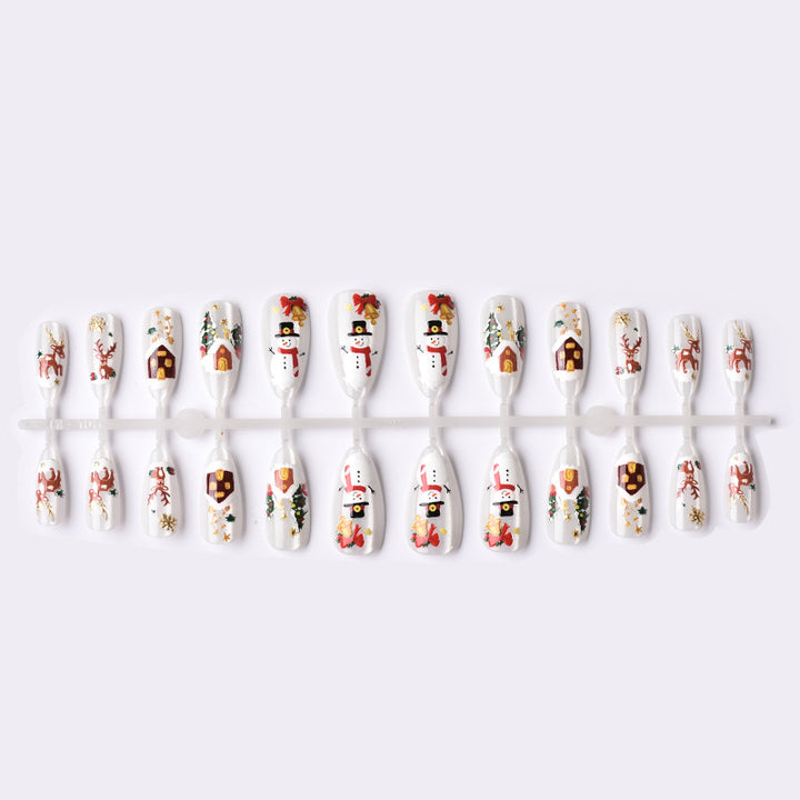 Festive Winter-Themed Press-On Nail Art Stornfield