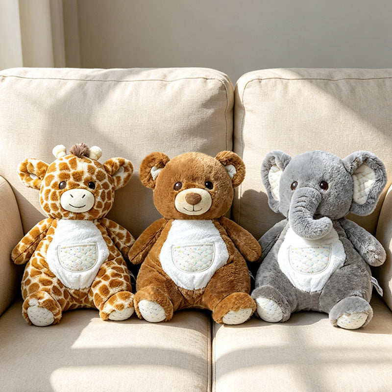 Plush Sit-Ready Puppy Nursery Companion with Quilted Front Pocket and Bean-Fill Base Stornfield
