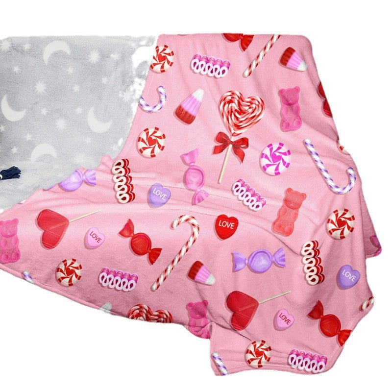 Heart Pattern Fleece Throw Blanket