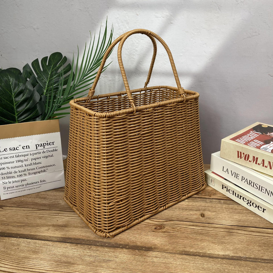 Women elegant braided basket with sturdy double handles Stornfield