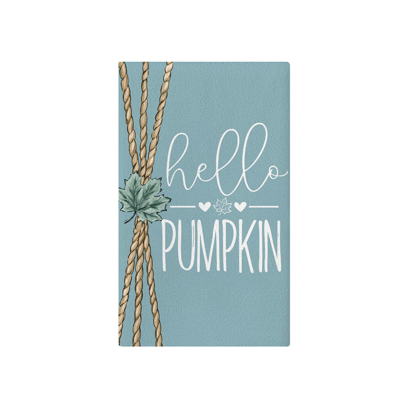 Vertical Buffalo Check Autumn Garden Banner with Painted Pumpkin Illustration