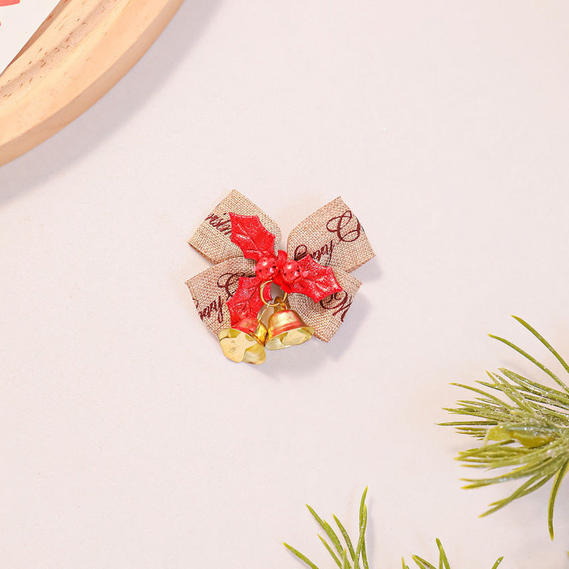 Festive hair bow with bells and Christmas motif Stornfield