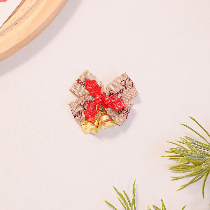 Festive hair bow with bells and Christmas motif Stornfield