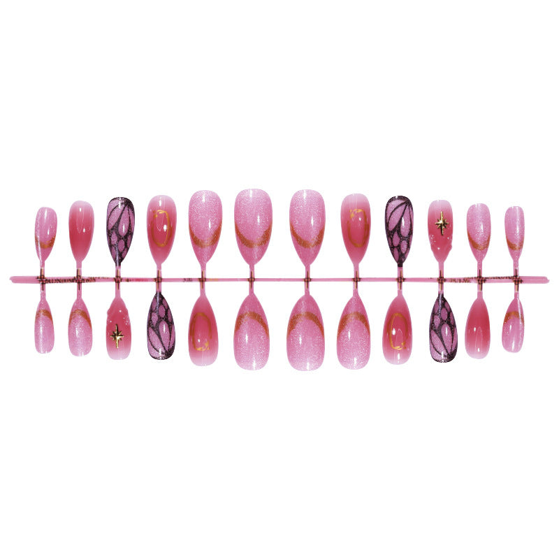 Decorative Press-On Nail Art Set with Shimmering Glitter and Elegant Patterns Stornfield