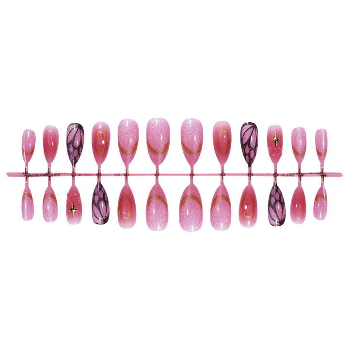 Decorative Press-On Nail Art Set with Shimmering Glitter and Elegant Patterns Stornfield