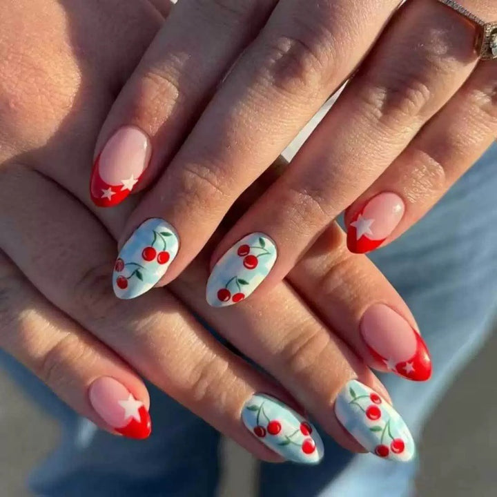 Creative art nails with cherry design Stornfield