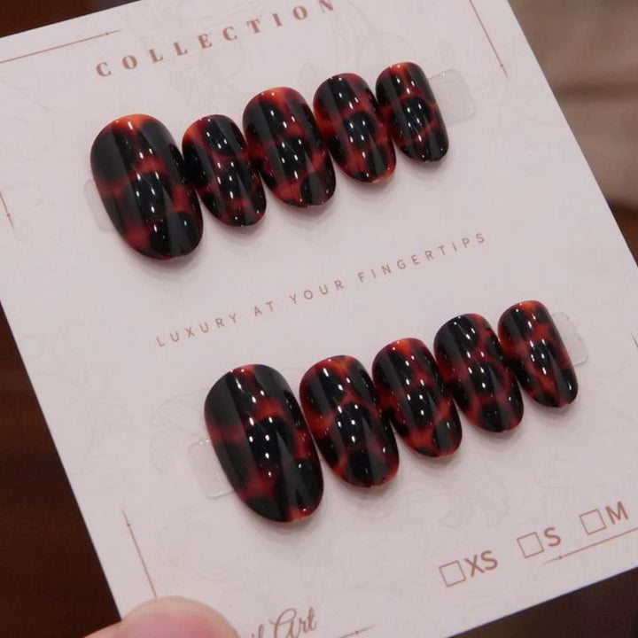 Artistic Dual-Pattern Press-On Nail Enhancements