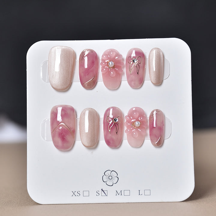 Elegant Decorative Press-On Nail Extensions with Pearls Stornfield