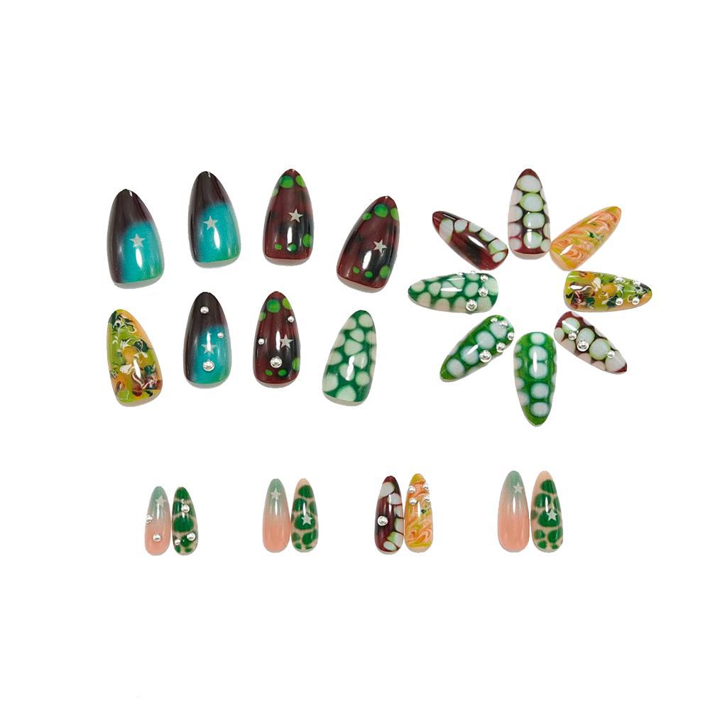 Creative artificial nails with 3D details and unique color accents Stornfield
