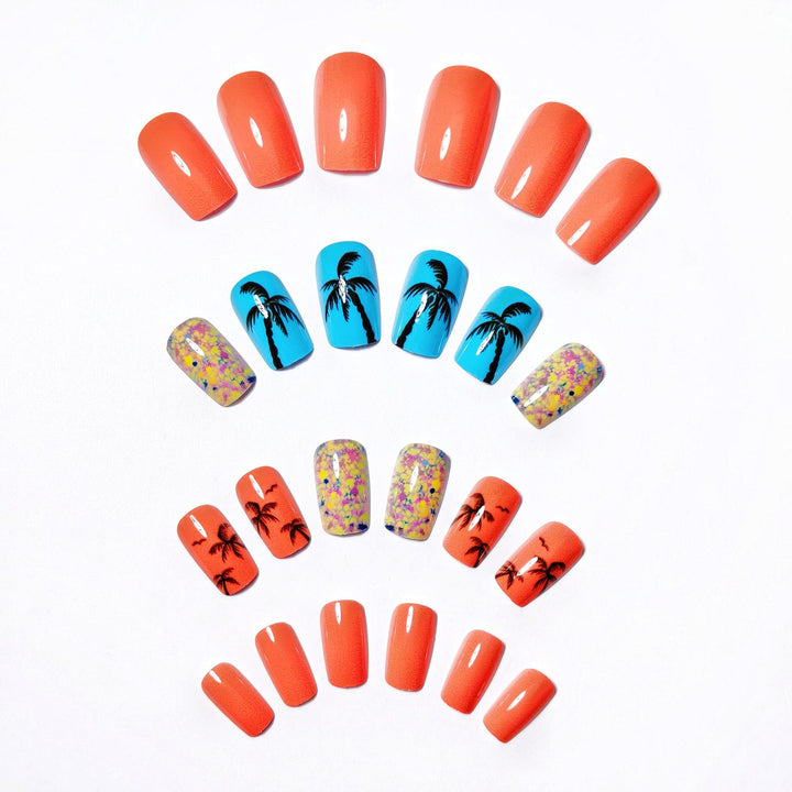 Artificial nails with tropical palm motif Stornfield