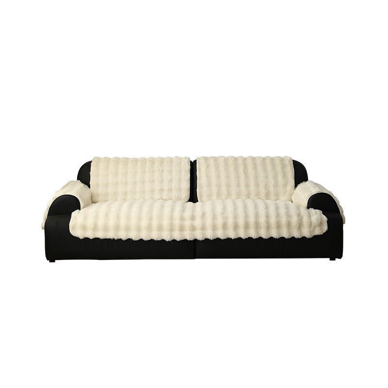 High-pile sofa cover set made of faux fur with seat, back and armrest covers Stornfield