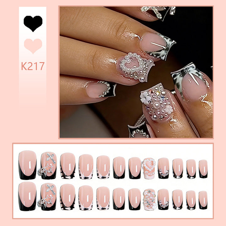 Artificial nail set with detailed 3D beads and glamorous design Stornfield