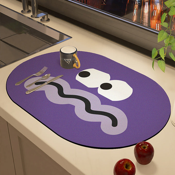 Playful Cartoon-Theme Kitchen Mat