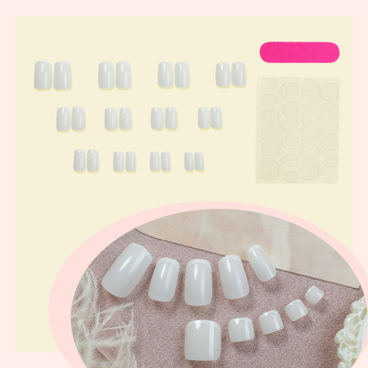 Premium Gel Press-On Nail Set with Elegant French Tip Design Stornfield