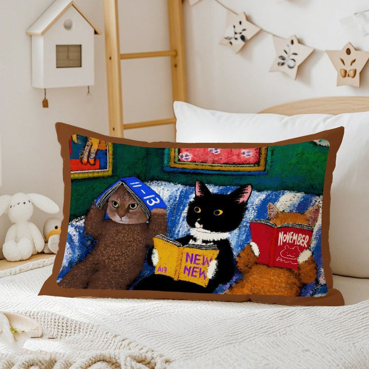 Artistic Cat-Themed Decorative Throw Pillow