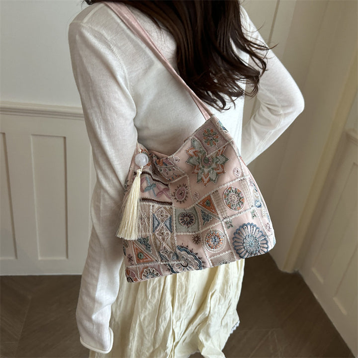 Embroidered Boho Tote Bag