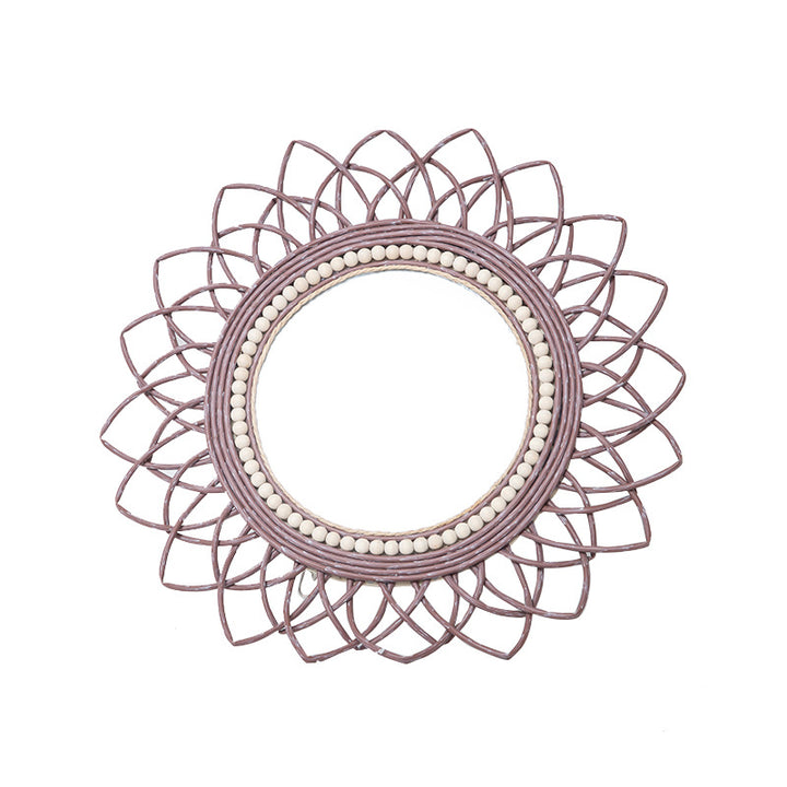 Decorative wall mirror with rattan frame Stornfield