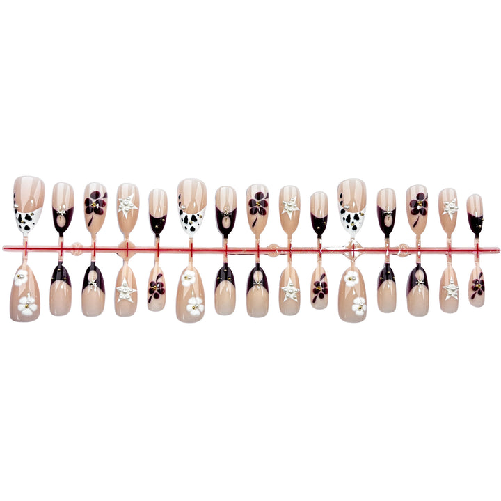 Elegant Floral Decorative Press-On Nail Set