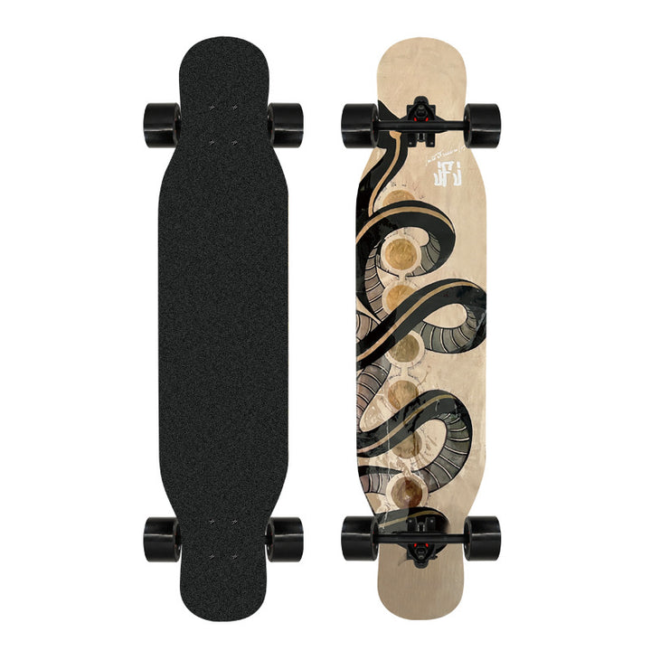 Artistic Lion-Emblazoned Longboard Stornfield