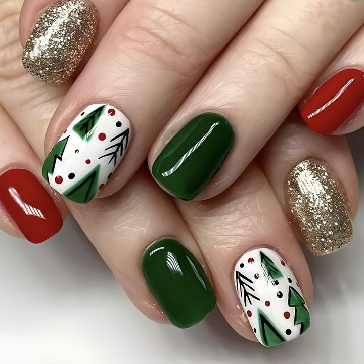 Festive Holiday-Themed Nail Art Set Stornfield