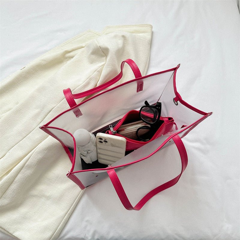 Transparent Fashion Tote Bag with Decorative Gems