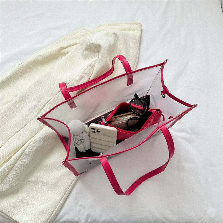 Transparent Fashion Tote Bag with Decorative Gems