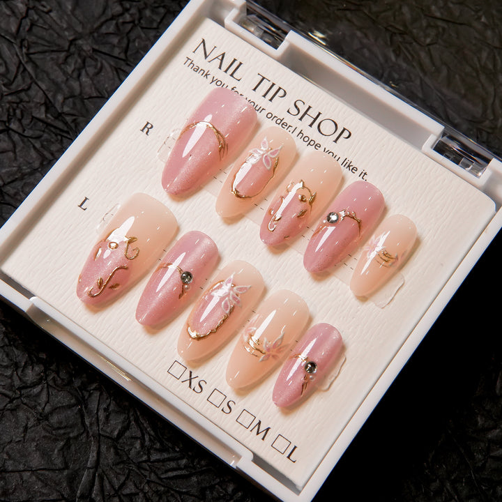 Decorative Press-On Nail Tips with Floral Designs