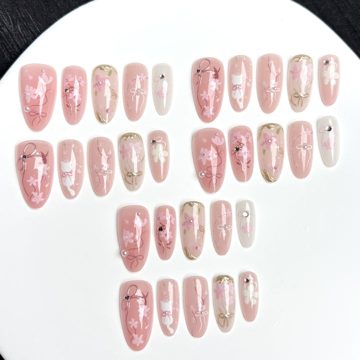 Decorative Floral Press-On Nail Set 1790745849