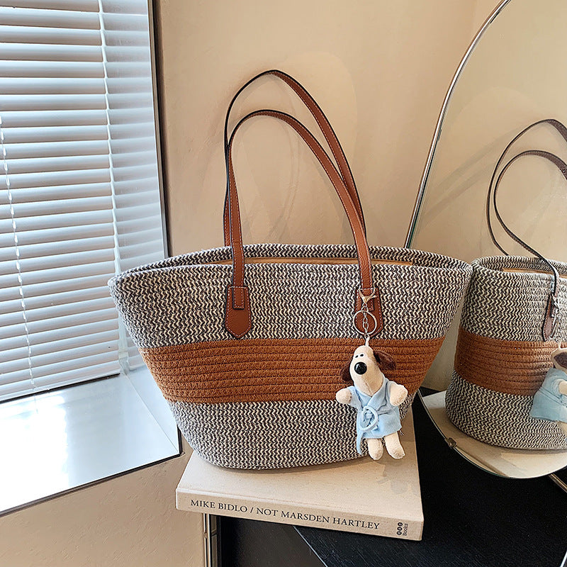 Textured Woven Tote Bag