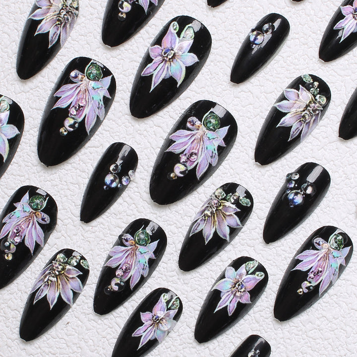 Floral Embellished Press-On Nails Stornfield