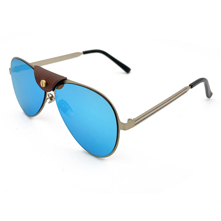 Retro Pilot Sunglasses with Blue Tinted Lenses Stornfield