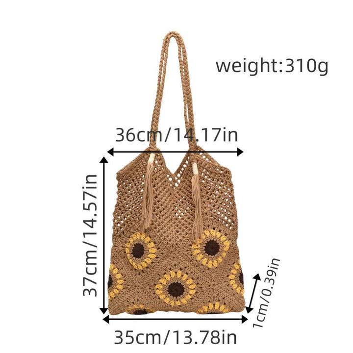 Large and Flexible Bag Made of Natural Material with Flower Pattern Stornfield