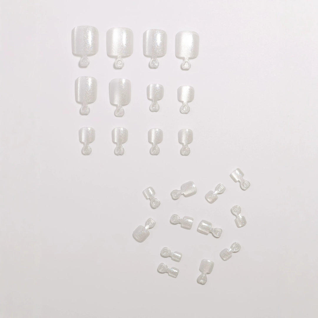 Premium Glittering Pedicure Press-On Nail Set Stornfield