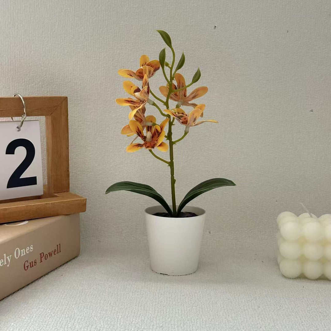 Lifelike Faux Orchid Plant in Decorative Pot for Decor