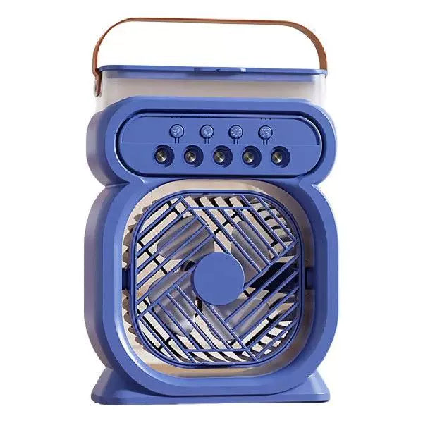 Unisex universal size portable rechargeable evaporative desktop air cooler and fan with leather carrying handle Stornfield