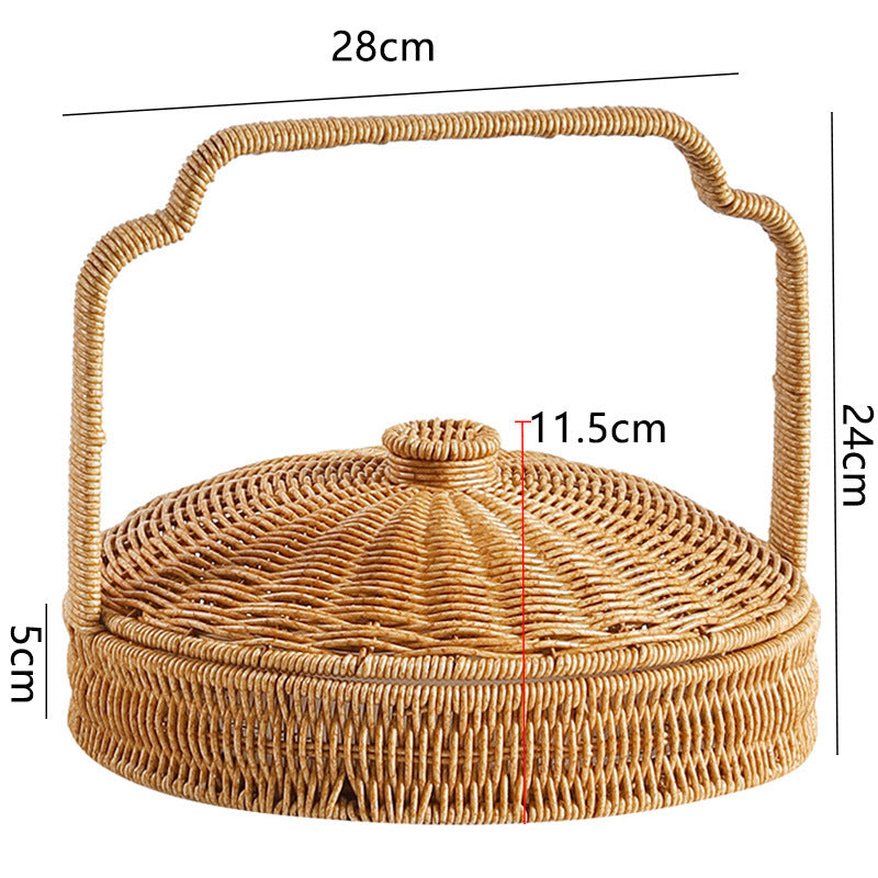 Handwoven Round Serving Basket with Ergonomic Handle Stornfield