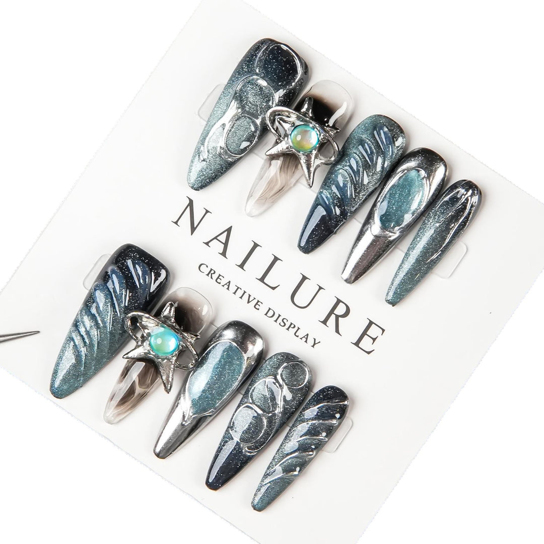 Artistic Stiletto Press-On Nail Set with Unique Designs
