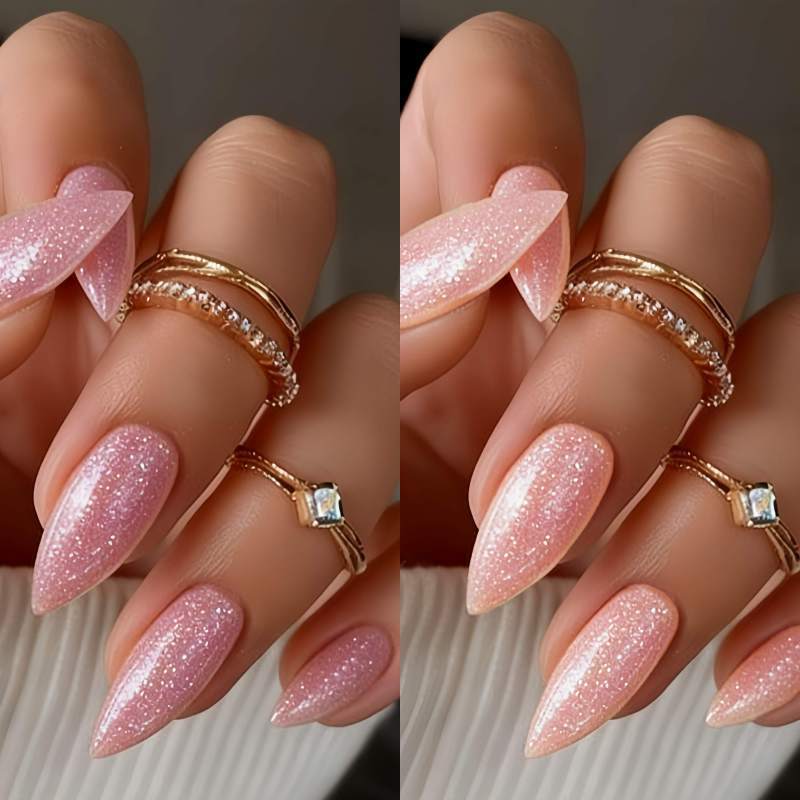 Glittering Almond-Shaped Press-On Nails Set Stornfield