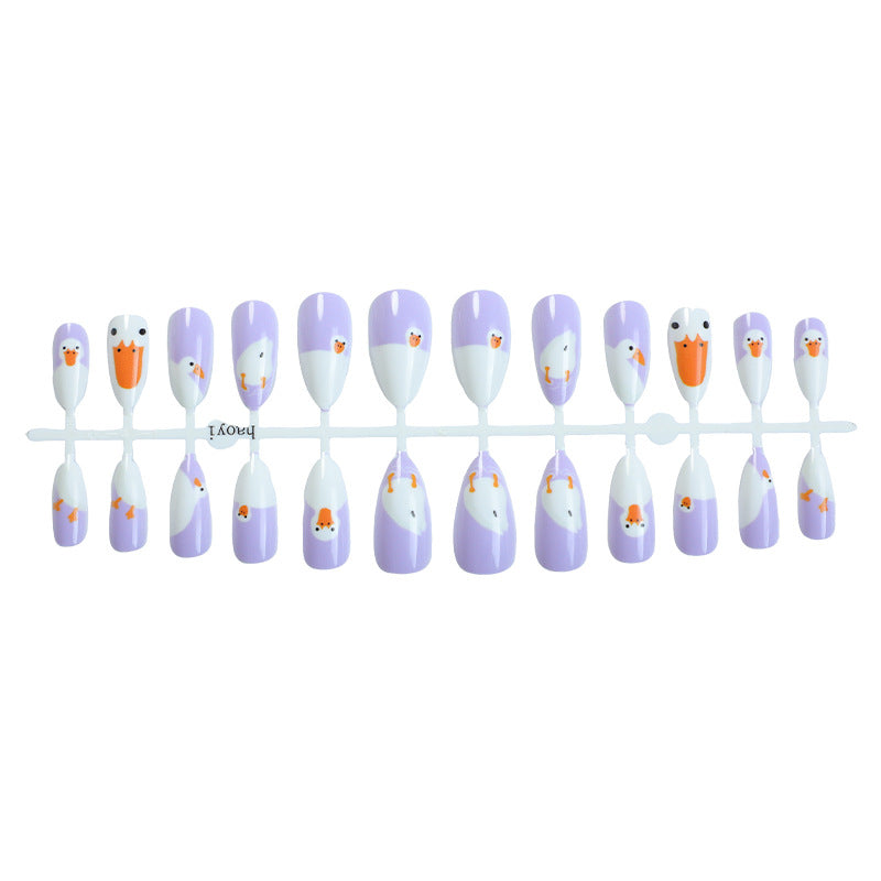 Artistic Cartoon-Themed Press-On Nail Art Set Stornfield